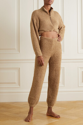 SKIMS Cozy Knit Cropped Bouclé Sweatshirt - Camel - ShopStyle