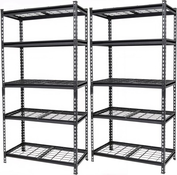 Gulches2-Piece5-TierHeavyDutySteelShelvingBlack450LBS/ShelfBoltlessAdjustableStorageRacksforGarageShed