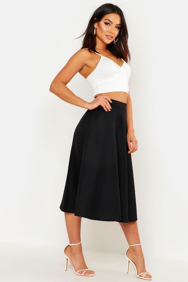 boohoo Basic Plain Full Circle Midi Skirt - ShopStyle