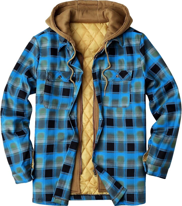 Vesniba Winter Coats for Men Mens Thermal Quilted Lined Flannel Shirts