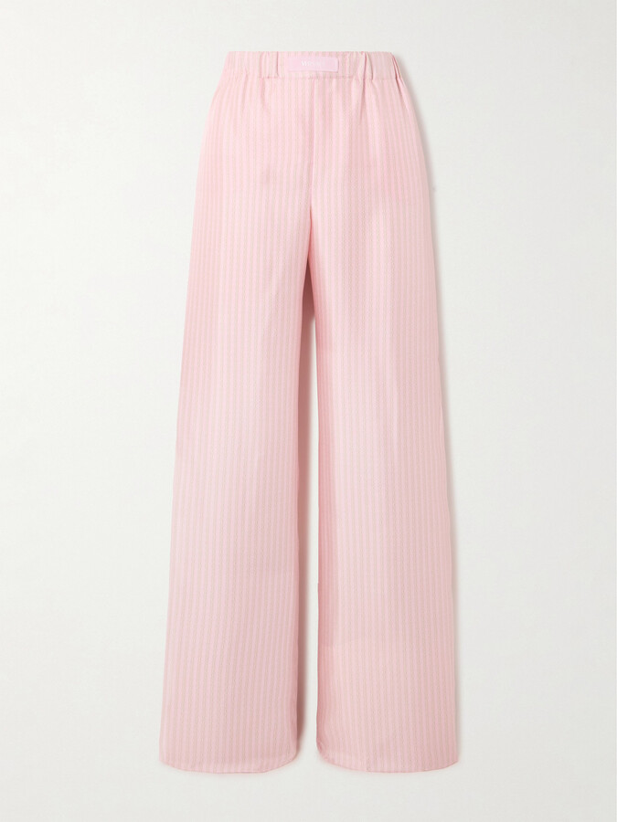 Versace Printed Silk-twill Wide-leg Pants - Pink