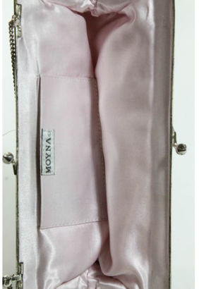 Moyna ANTHROPOLOGIE Light Pink Flower Beaded Chin Strap Clutch Handbag