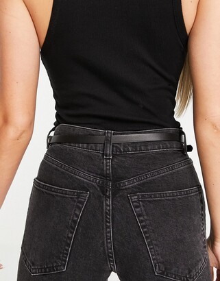 ASOS DESIGN waist and hip chain detail skinny belt in black