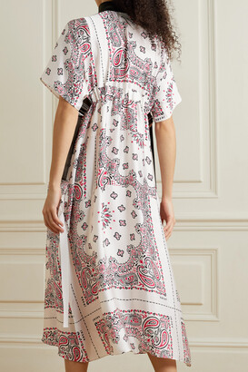 Sacai Belted Asymmetric Paisley-print Satin Midi Dress - White