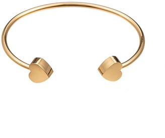 Eye Candy Los Angeles 14K Gold Plated Double Heart Open Cuff Bracelet -  ShopStyle