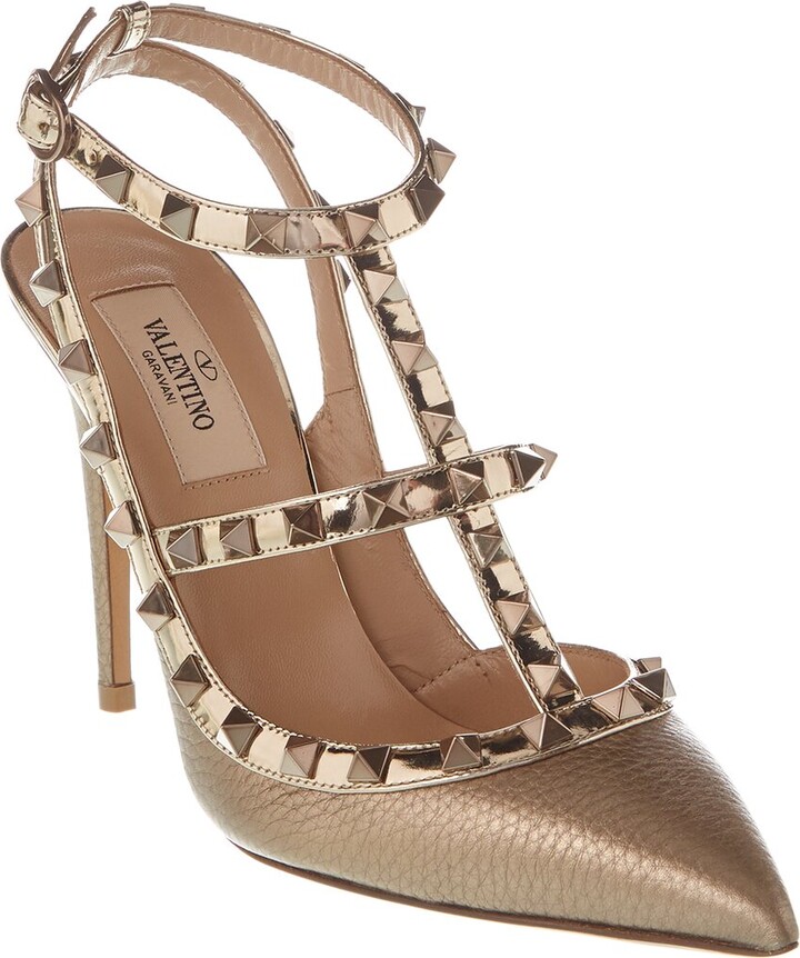 Valentino Rockstud Caged 100 Grainy Leather Pump - ShopStyle