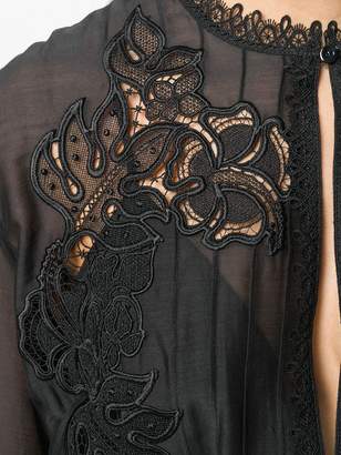 ZUHAIR MURAD floral lace inserts long dress
