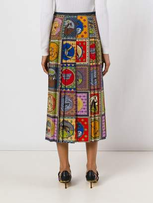 Gucci scarf patchwork pleated skirt