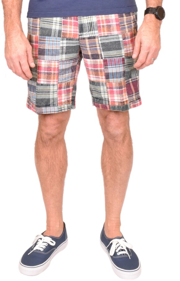 Men's Acid Washed Patch Madras Shorts ShopStyle