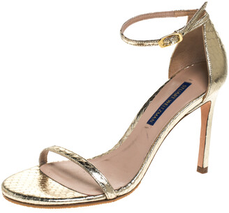 stuart weitzman gold wedges