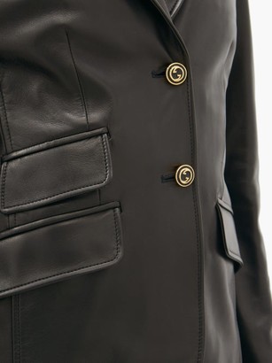 Gucci Single-breasted Leather Jacket - Black