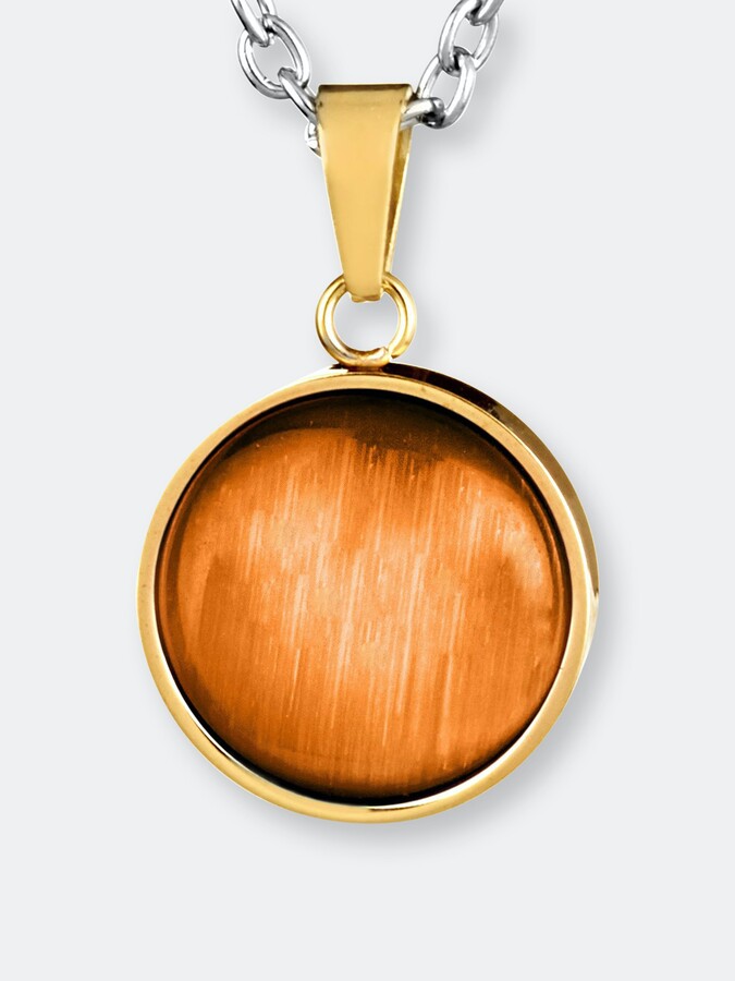 Jewelryonclick Genuine Oval Tiger Eye 7 carat Copper Gold Plated Pendant Charms 