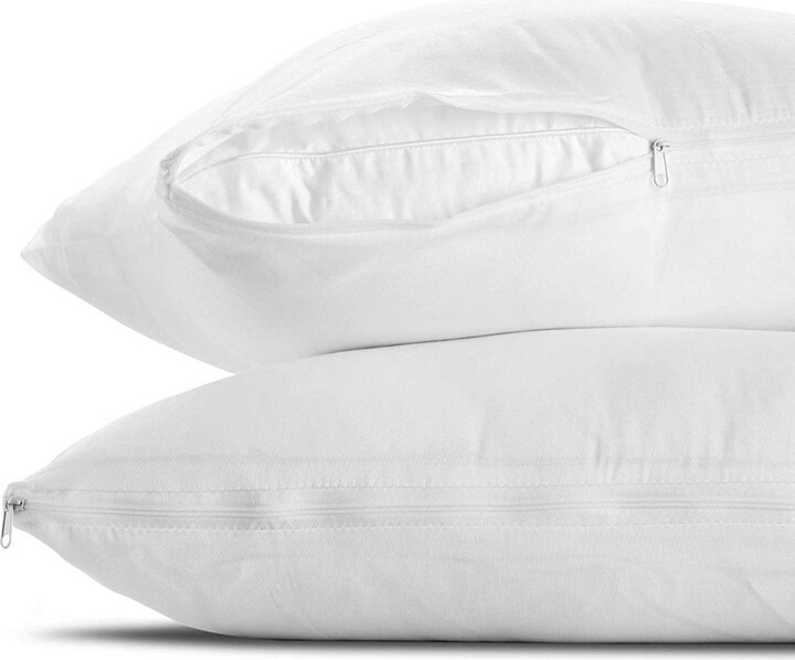 Better Bed Collection Cotton Blend Breathable Pillow Protector with Zipper – (4 Pack)