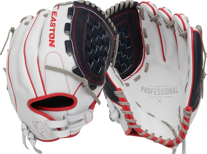 Easton Sports Easton 12.5" Professional Collection Color Splash Series Fastpitch Glove, White/Navy/Red