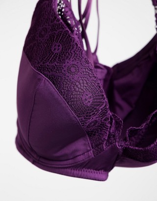 ASOS Maternity ASOS DESIGN Maternity lace padded plunge nursing bra in purple
