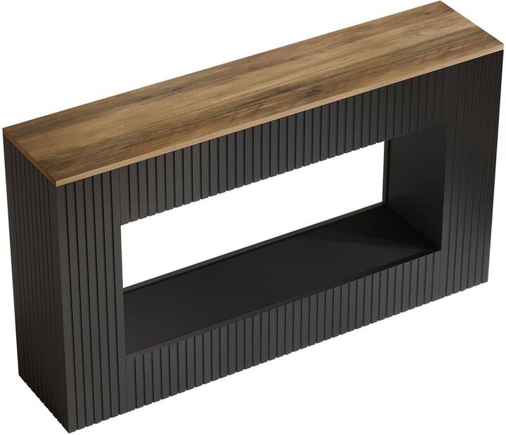 TRIBESIGNS WAY TO ORIGIN Benjamin 55 in. Rustic Brown Rectangle Wood Console Table with Storage, Long Sofa Table Behind Couch Living Room Hallway