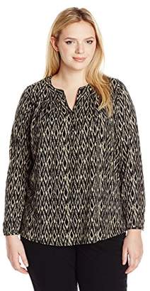 Lucky Brand Women's Plus-Size Ikat Peasant Top