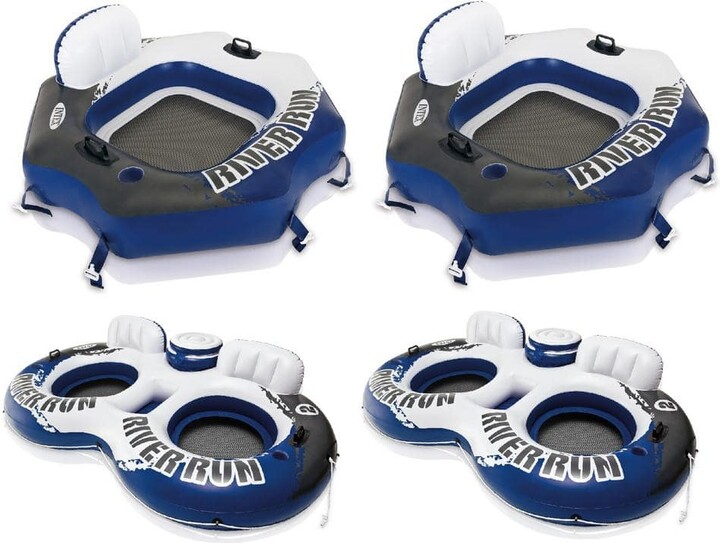 Intex Blue River Run Vinyl Floating Tube River Run II 2-Person Tube with Cooler (2-Pack)