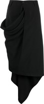 Draped Asymmetric Midi Skirt 