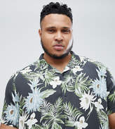 Thumbnail for your product : ASOS Design Plus Regular Fit Hawaiian Shirt In Black With Revere Collar
