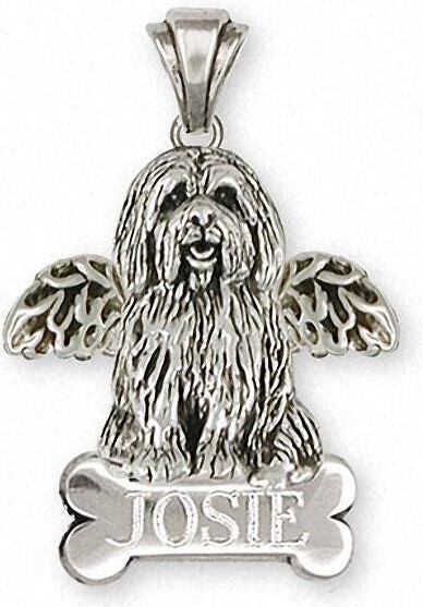 Etsy Tibetan Terrier Jewelry Angel Pendant Sterling Silver Handmade Dog Ttr3-Anp