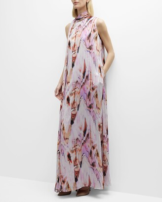 Black Halo Abstract-Print Sleeveless Shift Gown