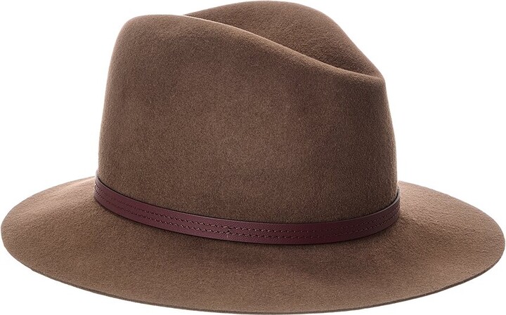 Rag & Bone Floppy Brim Leather-Trim Wool Fedora