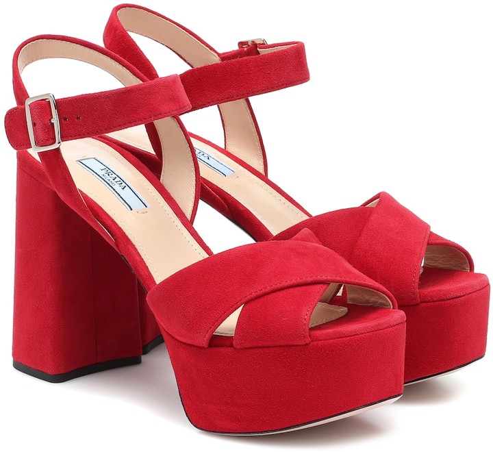 Prada Suede platform sandals - ShopStyle