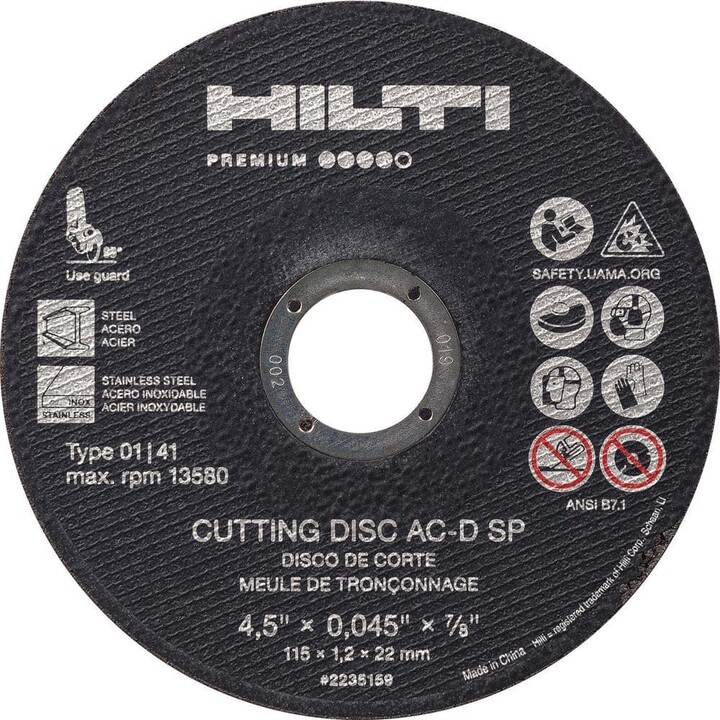 Hilti 5.0 in. x 0.045 in. x 7/8 in. AC-D SP Type 1 Premium Abrasive Cutting Disc (25-Pack)