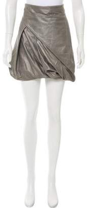 AllSaints Metallic Leather Skirt Silver Metallic Leather Skirt