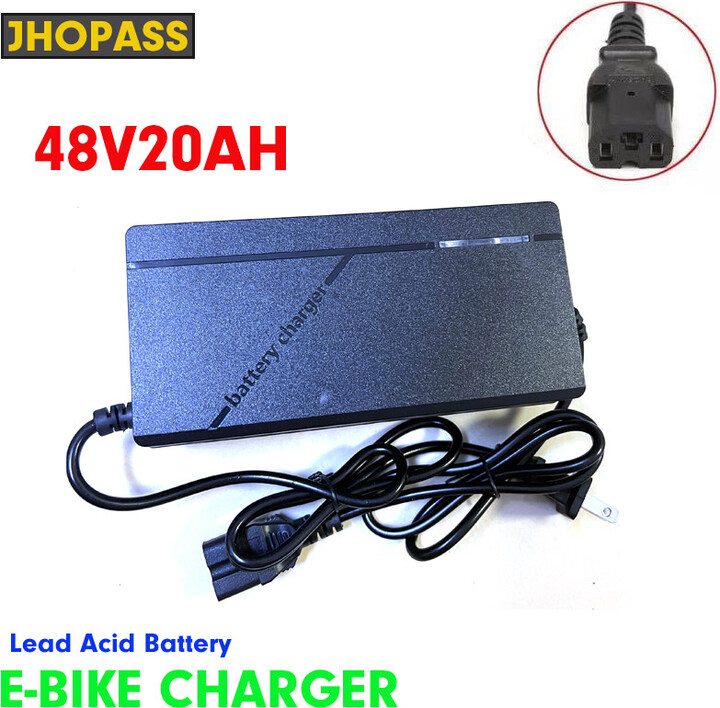 JHOPASS HD Smart LED Display 48V20AH Lead Acid AGM GEL SLA Battery Charger for E-bike Motorcycle Scooters AC100-240V EU UK AU US Plug