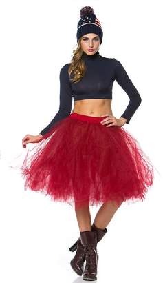 SOHO GLAM Structured Tulle Midi Skirt in Red (Plus Sizes Available)