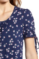 Thumbnail for your product : Loveappella Floral Ruched Sleeve Jersey Top