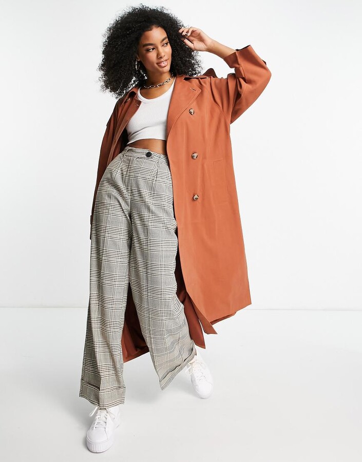 longline trench coat in rust ShopStyle