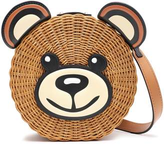 Moschino Leather-trimmed Rattan Shoulder Bag