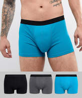Thumbnail for your product : Trunks Asos Design ASOS DESIGN 3 pack in black blue & gray save