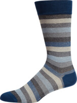 Thumbnail for your product : Marcoliani Milano Men's Cotton-Linen Stripe Crew Socks
