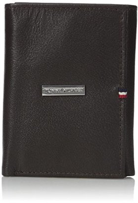 Tommy Hilfiger Men's Leather Trifold Billfold Wallet With Metal Logo
