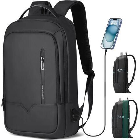 WOOJONG hk Laptop Backpack for Men Expandable Smart Business Backpack with USB Charging Port Water Resistant Anti-theft Lightweight 15.6 Inch Computer...