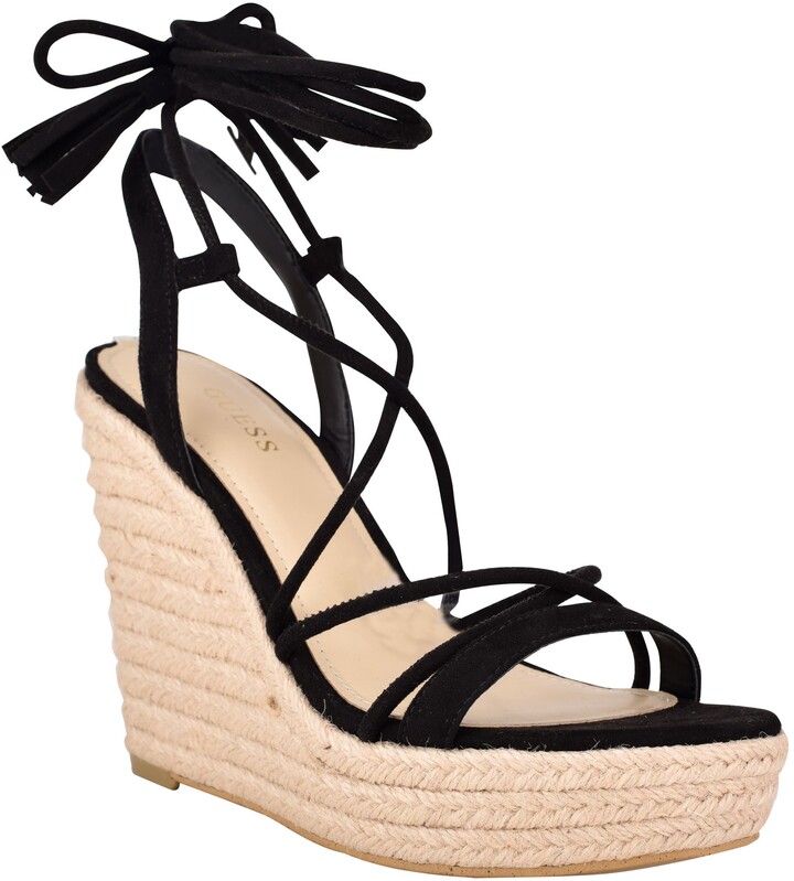 guess white wedge sandals