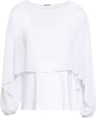 Elie Tahari Draped Layered Georgette And Stretch-jersey Blouse
