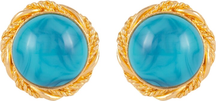 Susan Caplan Vintage 1980s Vintage Turquoise Clip-On Earrings