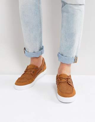 ASOS Boat Shoes In Tan With Perforation Detail