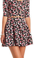 Thumbnail for your product : Charlotte Russe Floral Print High-Waisted Skater Skirt