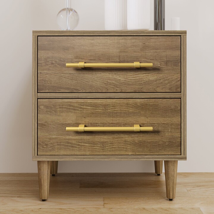 RASOO Modern Nightstand with Golden Handles, 2drawer ShopStyle