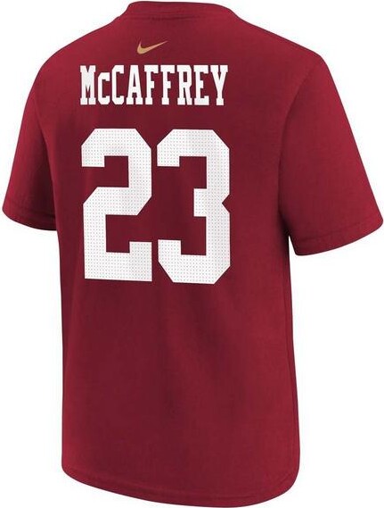 Nike Kids' San Francisco 49ers Christian McCaffrey #23 FUSE Name & Number T-Shirt XLarge Red