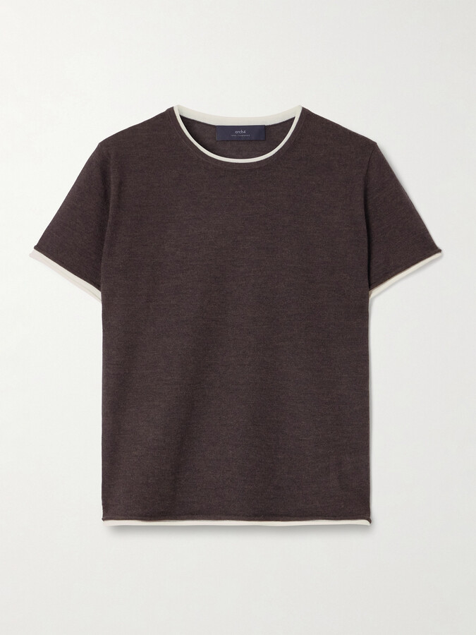 Arch4 Selcombe Layered Two-tone Organic Cashmere Top - Brown
