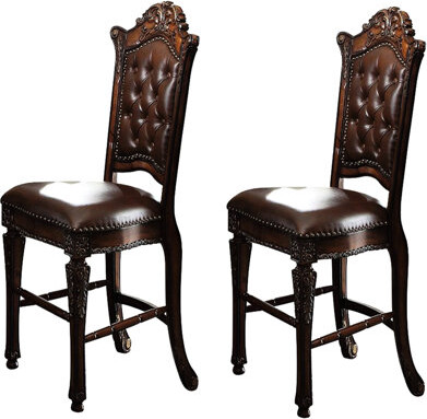 Red Barrel Studio Counter Height Chairs Of 2  Cherry - Graceful Back And Alluring Nailhead Trim For Dining Stools 2 With Mesmerizing