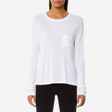 T by Alexander Wang Women's Classic Cropped Long Sleeve TShirt with Chest Pocket - White
