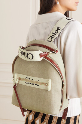Chloé Canvas Leather Backpack Brown Logo